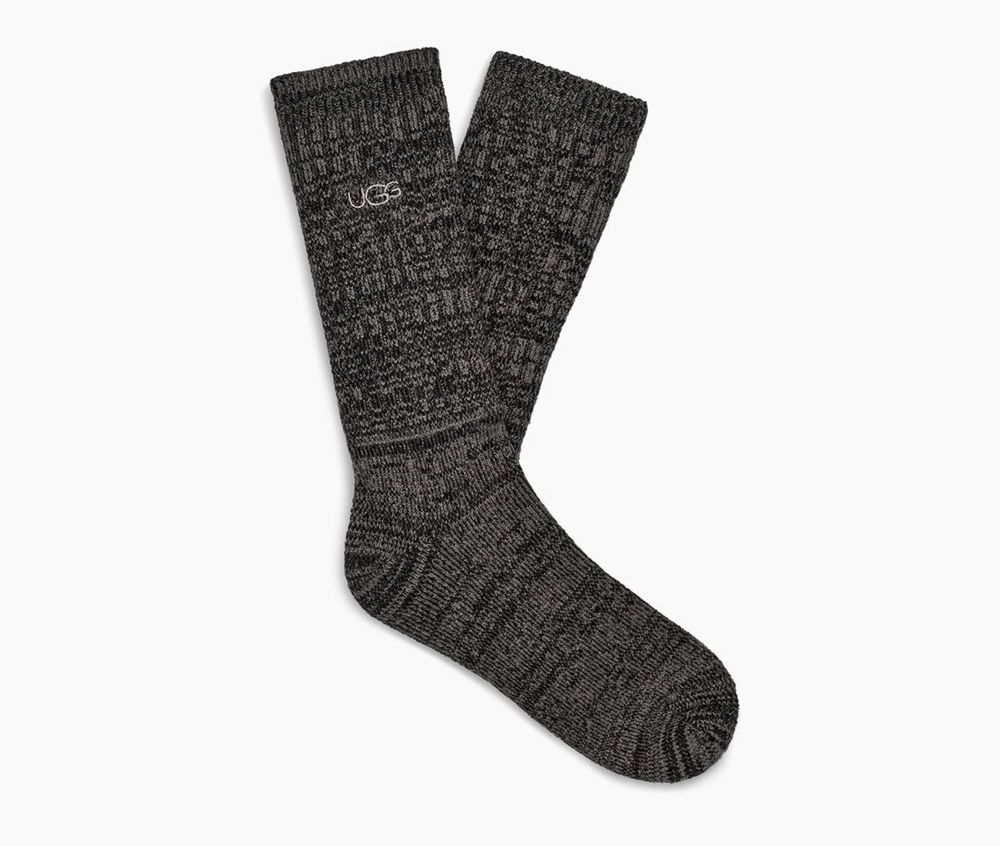 Ugg Trey Rib Knit Slouchy Crew - Mens Socks - Black - NZ (6823EBCDR)